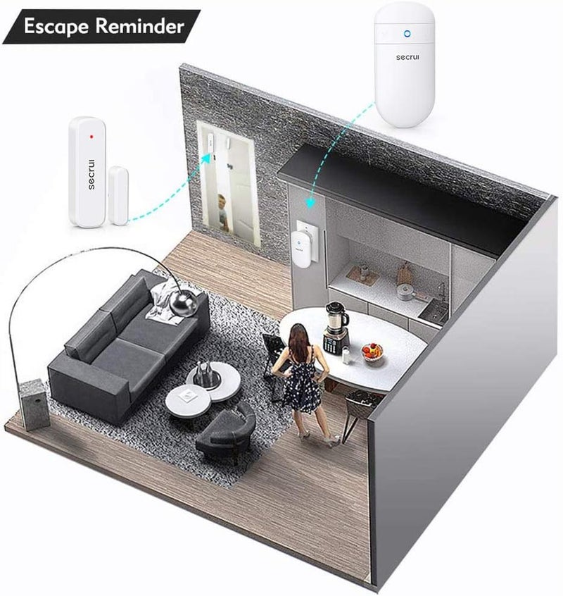 SECRUI Door Chime, Door Open Sensor Chime for Business/Home When Entering, Adjustable Volume, Easy Installation, 400ft Range, 52 Chimes, M508+D7 - Image 4