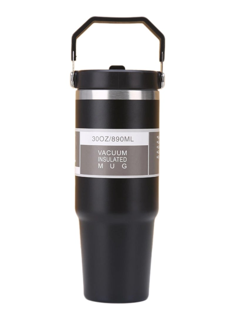 VIO 30OZ Stainless Steel Insulated Travel Mug 890ML Vacuum Double Wall Thermos Cup for Hot Cold Drinks Portable Sports Water Bottle with Handle Straw Tumbler Ideal for Car Gym Outdoor Activities - Image 1