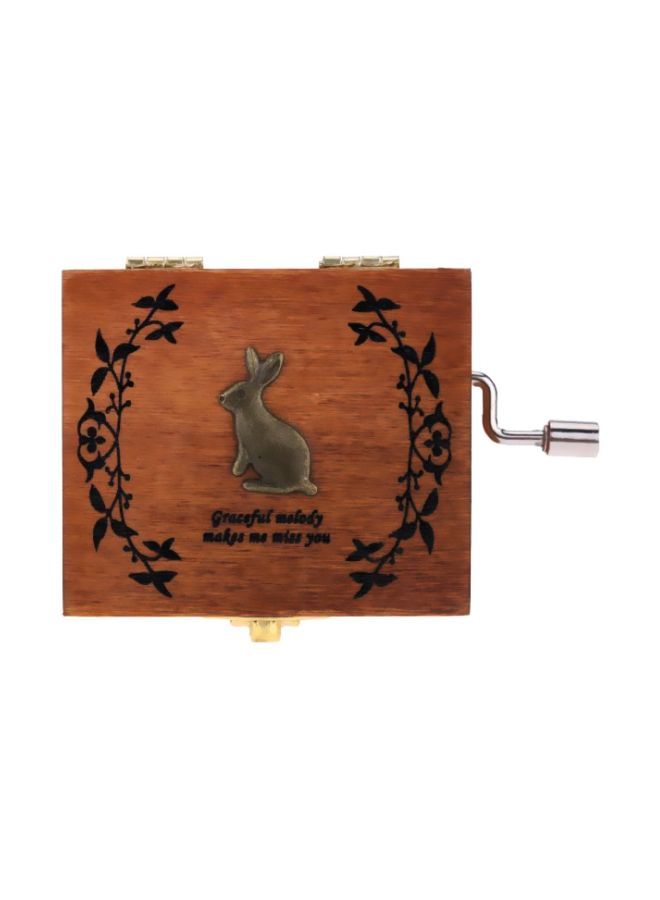 NIBEMINENT Wooden Hand Crank Musical Box Brown/Balck/Chrome 6.3x5x5.4cm  - Image 1