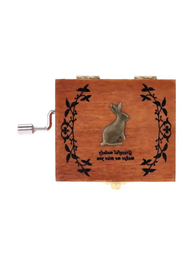 NIBEMINENT Wooden Hand Crank Musical Box Brown/Balck/Chrome 6.3x5x5.4cm  - Image 2