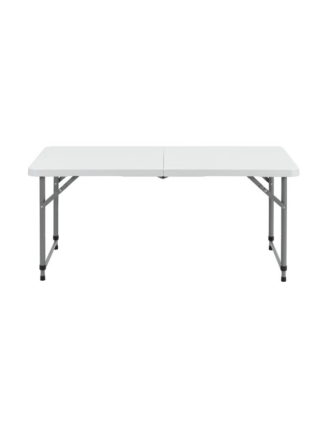 لوازم طاولة نزهة بلاستيكية قابلة للطي 120×61×75 سم - أبيض - خفيفة الوزن، تطوى من المنتصف، مع مقبض حمل وارتفاع قابل للتعديل - مثالية للفعاليات الخارجية، التخييم، الرحلات، الحفلات والشواء - Image 5