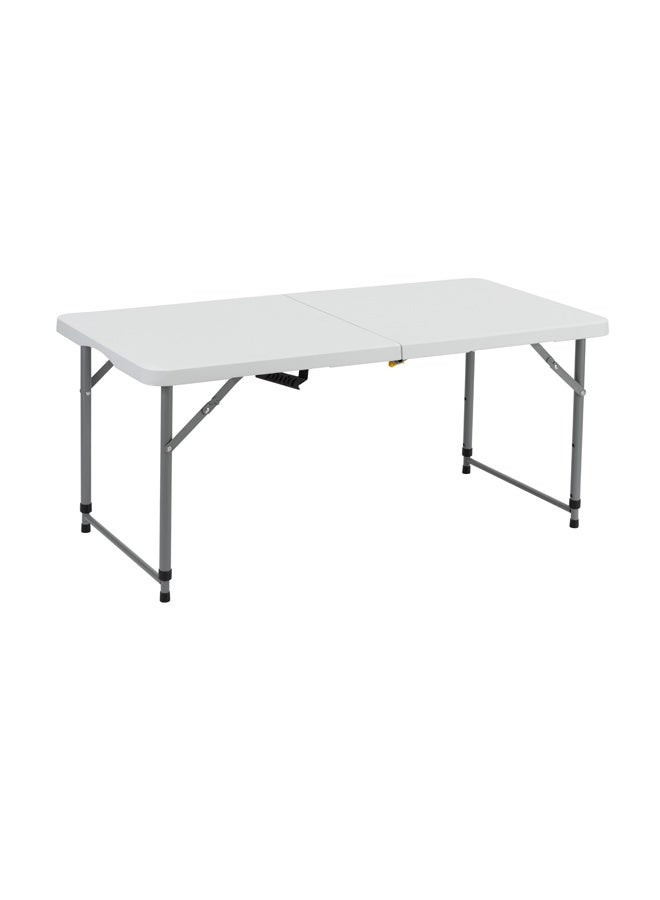 لوازم طاولة نزهة بلاستيكية قابلة للطي 120×61×75 سم - أبيض - خفيفة الوزن، تطوى من المنتصف، مع مقبض حمل وارتفاع قابل للتعديل - مثالية للفعاليات الخارجية، التخييم، الرحلات، الحفلات والشواء - Image 4