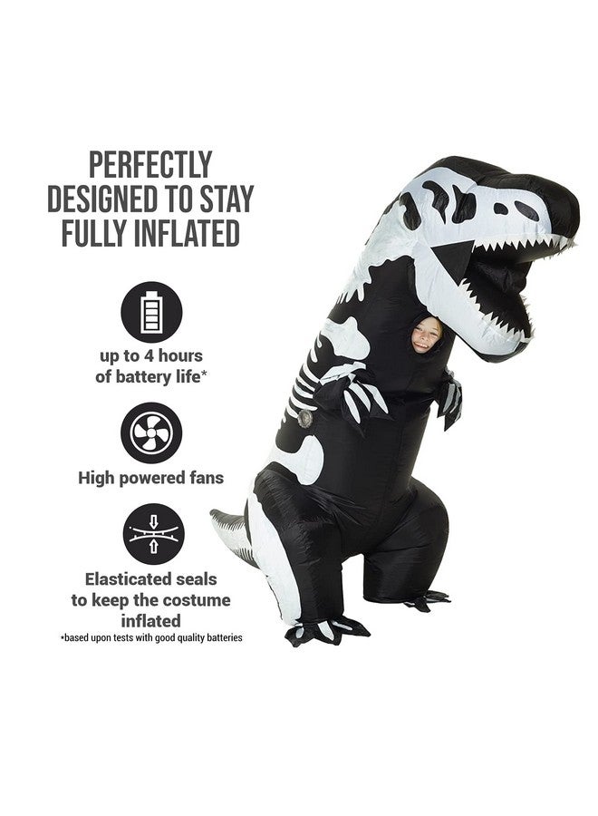 مورف زي ديناصور هيكل عظمي قابل للنفخ للأطفال، زي ديناصور قابل للنفخ، زي ديناصور قابل للنفخ للهالوين، زي تي ريكس قابل للنفخ للأطفال - Image 2