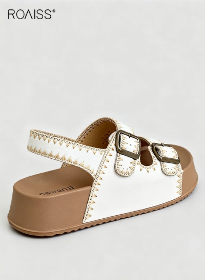 رويس صنادل نسائية ذات نعل سميك تزيد الطول، تصميم أنيق وعصري، مريحة للارتداء داخل المنزل وخارجه. - Image 4