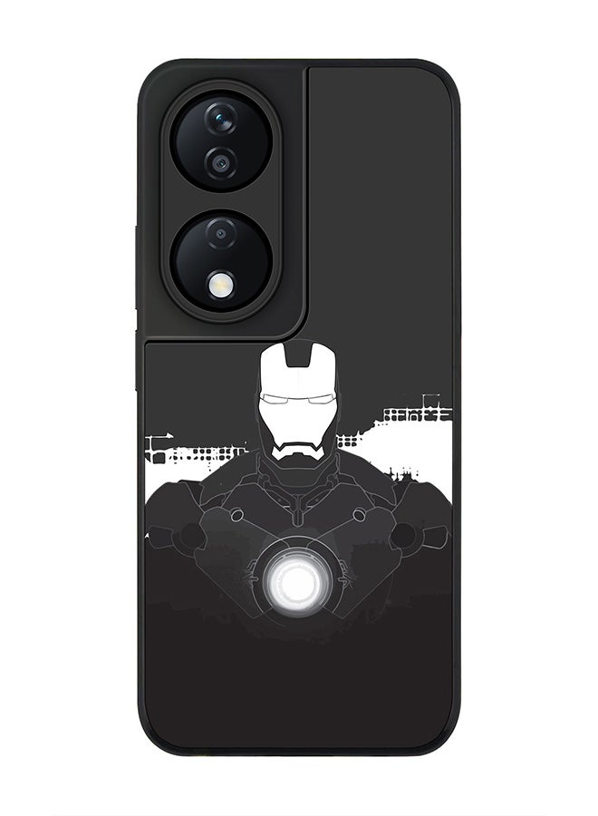 Stylizedd Rugged Black Edge Case for Honor X7b, Slim fit Soft Case Flexible Rubber Edges Anti Drop TPU Gel Thin Cover -  Iron Man Beam - Image 1