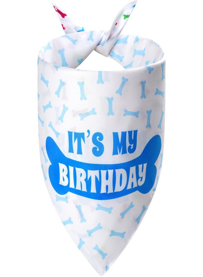 Agroon Birthday Dog Bandana Blue Boy Small 1PCS, 2 Pattern Colorful Bone Scarf, Durable Triangle ReversibleBibs Handkerchief for Puppy Pet - Image 2