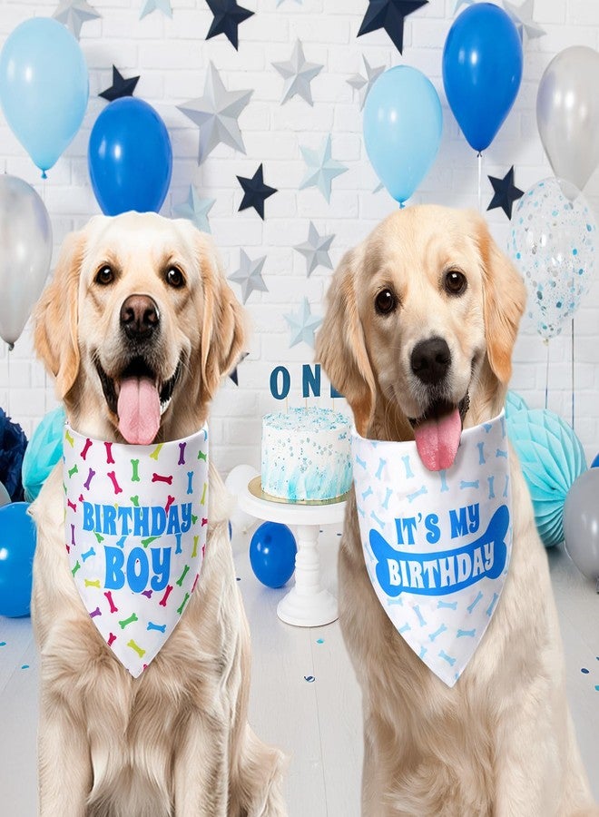 Agroon Birthday Dog Bandana Blue Boy Small 1PCS, 2 Pattern Colorful Bone Scarf, Durable Triangle ReversibleBibs Handkerchief for Puppy Pet - Image 4