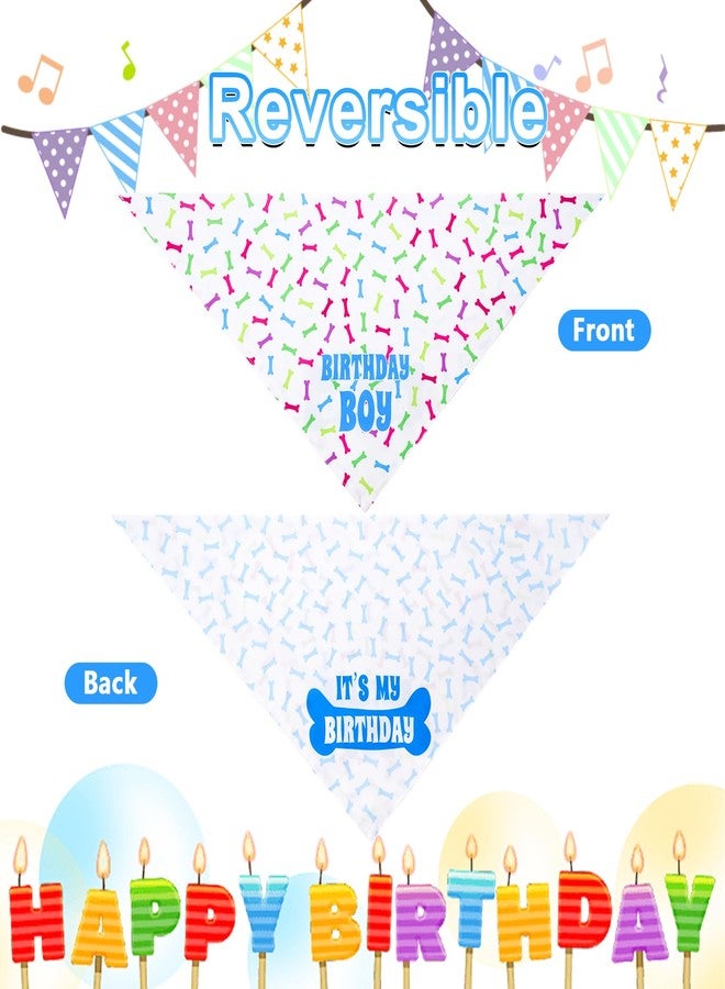 Agroon Birthday Dog Bandana Blue Boy Small 1PCS, 2 Pattern Colorful Bone Scarf, Durable Triangle ReversibleBibs Handkerchief for Puppy Pet - Image 5