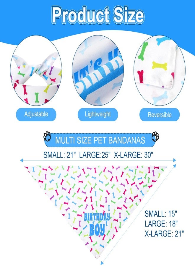 Agroon Birthday Dog Bandana Blue Boy Small 1PCS, 2 Pattern Colorful Bone Scarf, Durable Triangle ReversibleBibs Handkerchief for Puppy Pet - Image 3