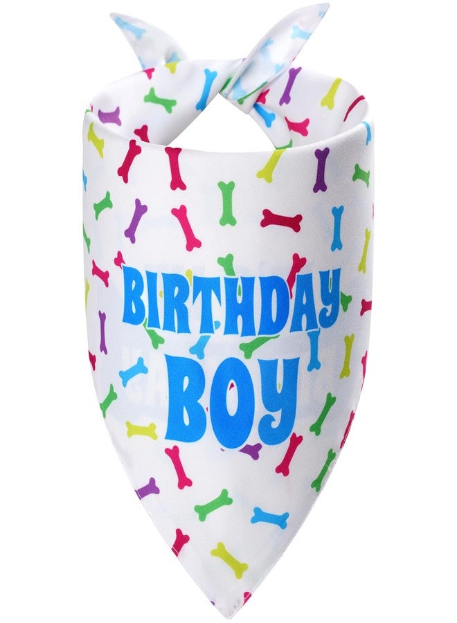 Agroon Birthday Dog Bandana Blue Boy Small 1PCS, 2 Pattern Colorful Bone Scarf, Durable Triangle ReversibleBibs Handkerchief for Puppy Pet - Image 1