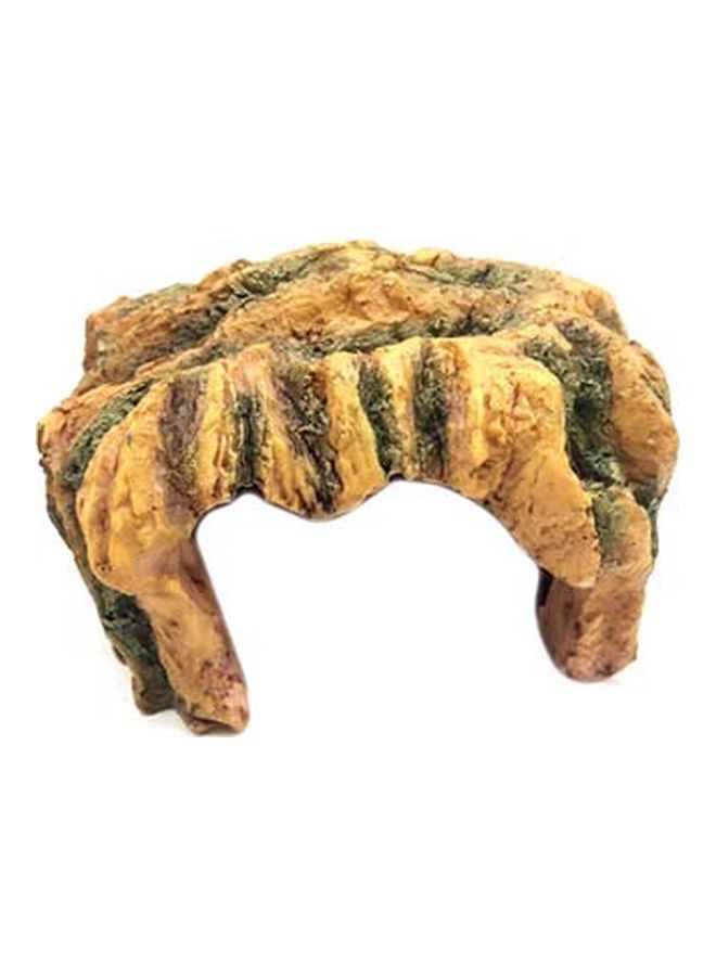 NIBEMINENT Reptile Cave Shaped Aquarium Ornament Yellow/Grey 17x10x12cm - Image 1