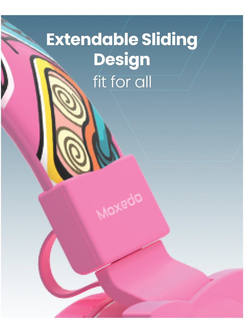 Moxedo Moxedo Junior Wireless On-Ear Headphones for Kids Adjustable Foldable Design Stereo Headphone 90dB with Built-In Microphone Compatible for iPad/Phone/Tablet and Other Devices (Junior Poe)  - Image 3