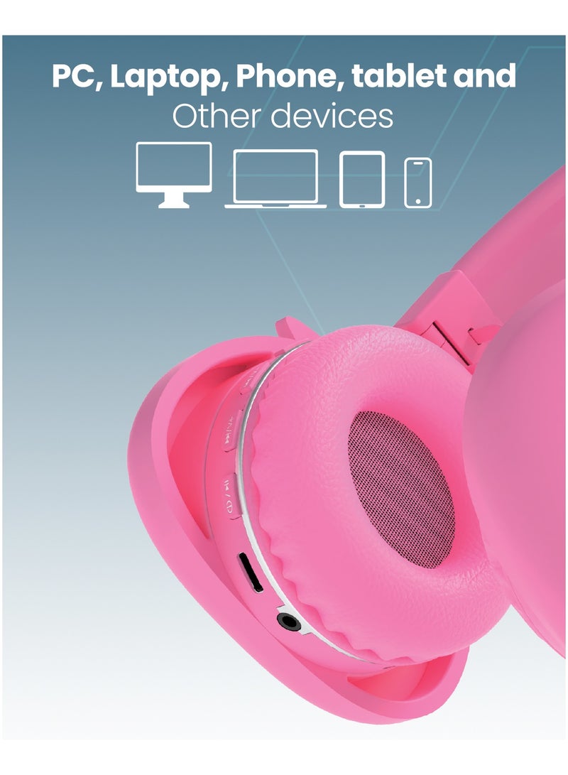 Moxedo Moxedo Junior Wireless On-Ear Headphones for Kids Adjustable Foldable Design Stereo Headphone 90dB with Built-In Microphone Compatible for iPad/Phone/Tablet and Other Devices (Junior Poe)  - Image 4