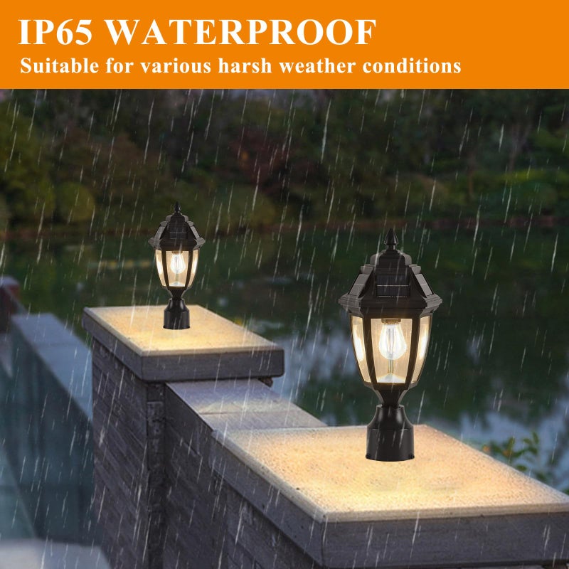 TEBLAMPUE Solar Post Lights 2 Pack, Motion Sensor Post Lantern Without Pier Mount Base, Waterproof Solar Powered Pole Light Fixture for Patio Yard Garden - Image 3