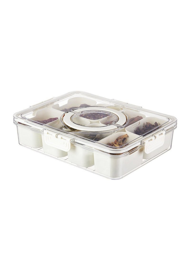 KASTWAVE Divided Serving Tray with Lid and Handle, Snack Tray, Veggie Fruit Tray, Snackle Box Charcuterie Container, Portable Snack Platters Clear Organizer for Candy Fruits Snacks, for Party Picnic - Image 1