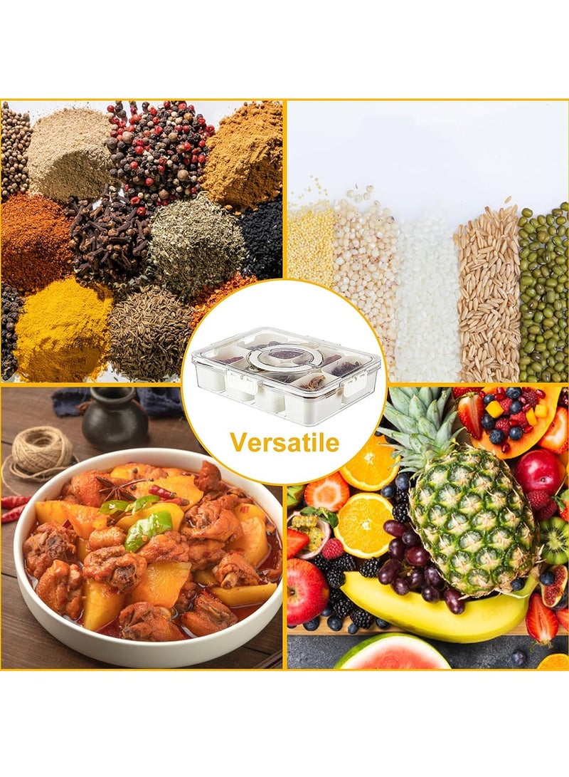 KASTWAVE Divided Serving Tray with Lid and Handle, Snack Tray, Veggie Fruit Tray, Snackle Box Charcuterie Container, Portable Snack Platters Clear Organizer for Candy Fruits Snacks, for Party Picnic - Image 4