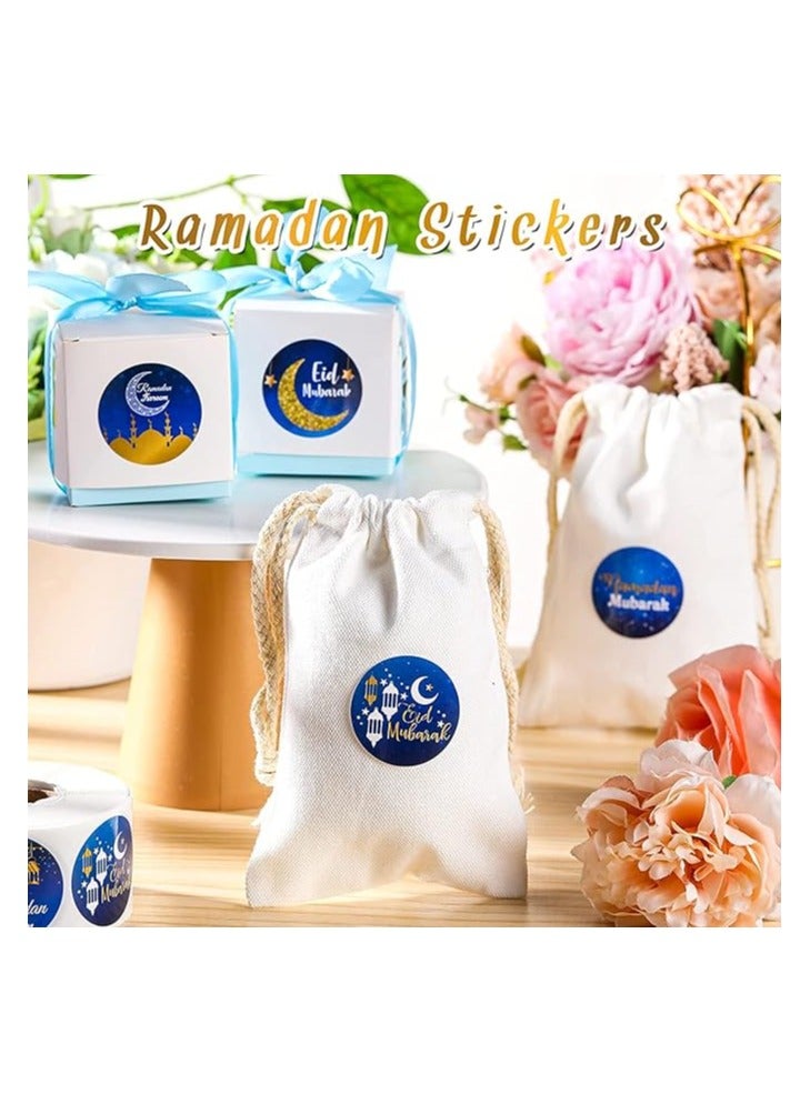 برينت شوب فور مي ملصقات رمضان، ملصقات عيد مبارك، ملصقات رمضان كريم، ملصقات رمضان كريم لديكورات حفلات العيد، لوازم حفلات رمضان (12، أزرق (نمط ذهبي حيوي)) - Image 2