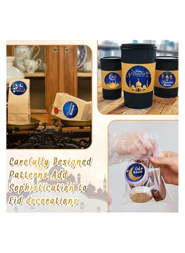 برينت شوب فور مي ملصقات رمضان، ملصقات عيد مبارك، ملصقات رمضان كريم، ملصقات رمضان كريم لديكورات حفلات العيد، لوازم حفلات رمضان (12، أزرق (نمط ذهبي حيوي)) - Image 4