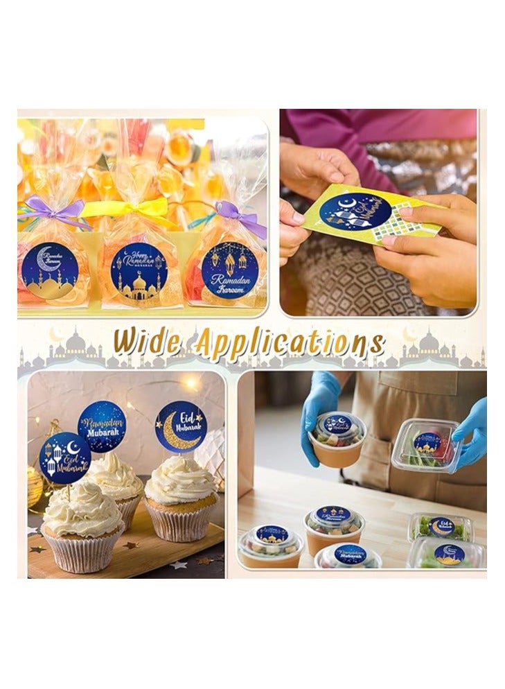 برينت شوب فور مي ملصقات رمضان، ملصقات عيد مبارك، ملصقات رمضان كريم، ملصقات رمضان كريم لديكورات حفلات العيد، لوازم حفلات رمضان (12، أزرق (نمط ذهبي حيوي)) - Image 5