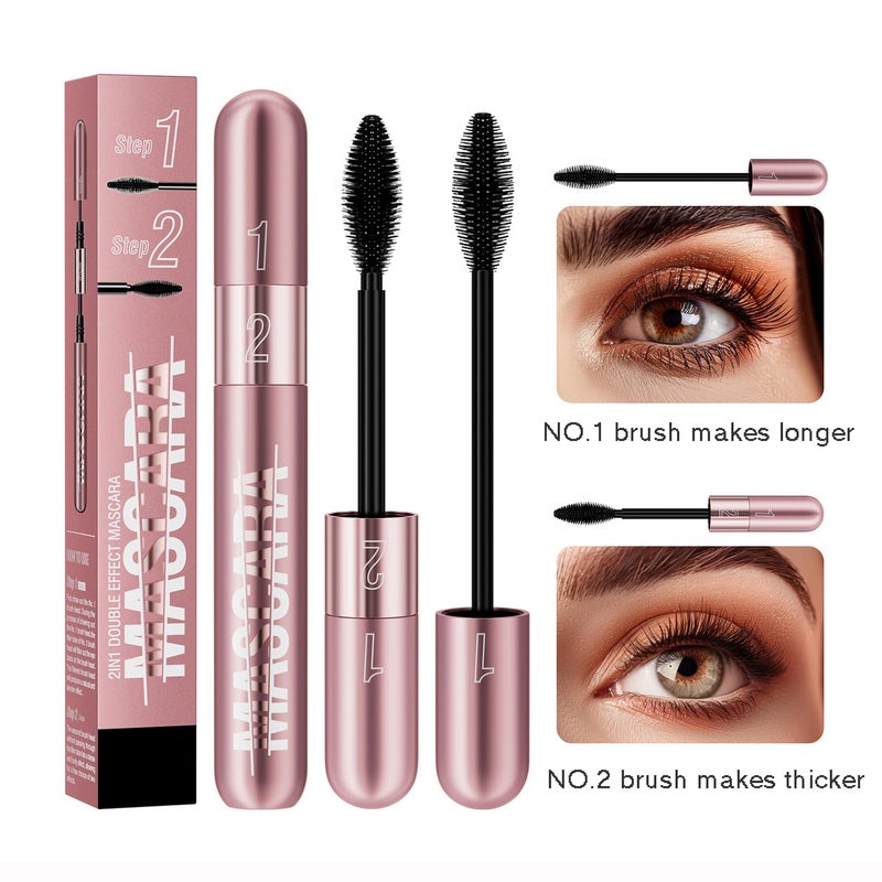 GHFCZOO 2Pcs 2 Step Lengthening & Volumizing Tubing Mascara, Smudge-Proof, Clump-Free, 2 in 1 Black Mascara For Natural Lengthening And Thickening Effect - Image 3