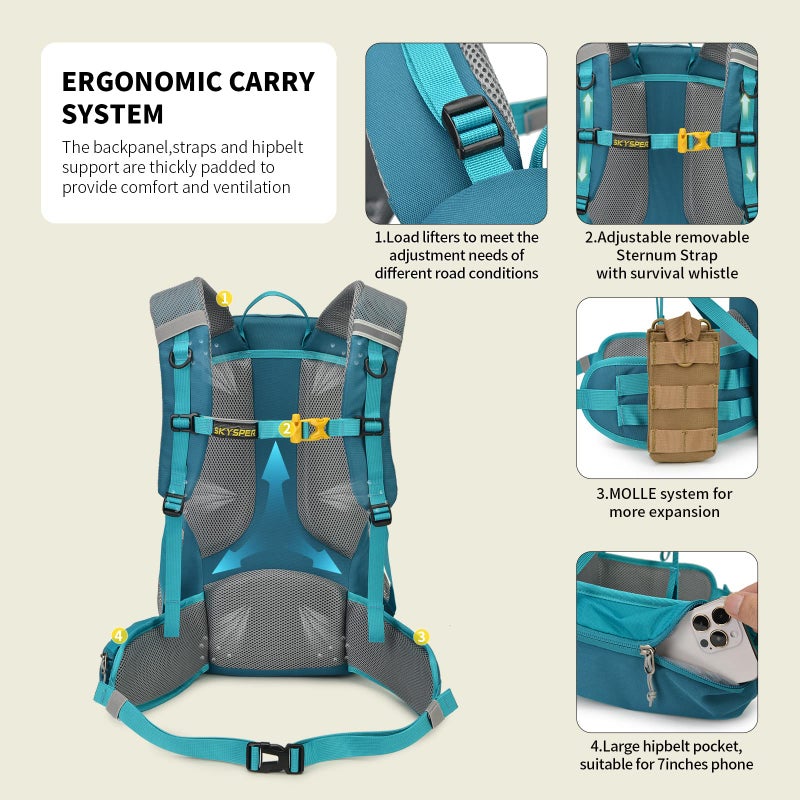 SKYSPER Hiking Backpack for Men Women, 35L Travel Backpack Waterproof Camping Backpack Outdoor Lightweight Daypack - Image 4