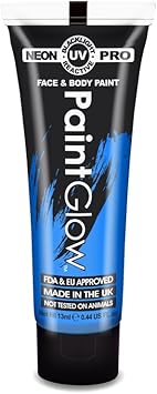 PaintGlow Pro UV Face Body Paint Water Based 13ml Blue