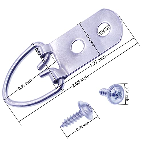 GUSSKER Heavy Duty D-Ring Picture Hangers with Screws, Large Wide D Ring Picture Hanging Hardware, 60 Pcs 2 Holes Picture Hooks for Mirror, Clock, Decoration, Paintings, Artwork Picture Frame - Image 2