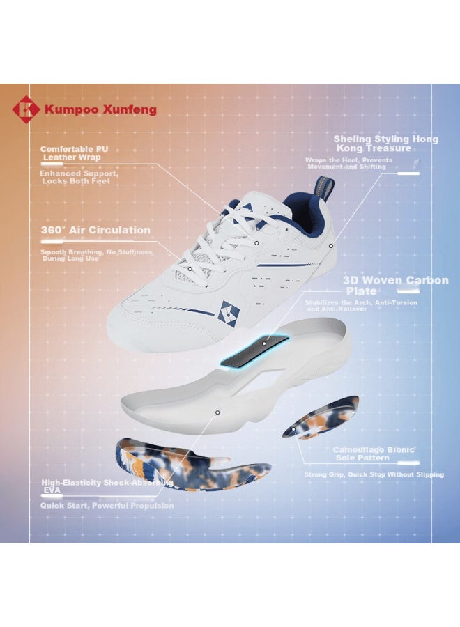 Kumpoo 26th Anniversary New Badminton Shoes Anti-twist Non-slip Cushioning Breathable Compeion Training Shoes Kh-e317 White Blue Size 45 - Image 1