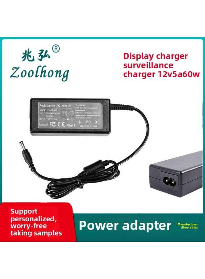 Aina 12V3A 12V4A 12V5A LCD Monitor CCTV Power Adapter LED Camera Charge-Color:Black
