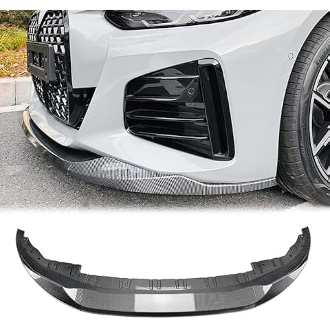 Carbon Fiber Look Front Bumper Spoiler Splitter Lip Lower Guard Compatible with BMW 4 Series G26 M Sport M440i i4 M50 Gran Coupe 2020-2024