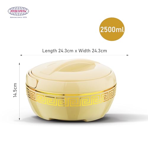 Asian Plastowares Orchid Gold Casserole 2500ml | Premium Insulated ISI-Certified Hotpot | Elegant Dinner Set | Stylish Kitchenware Gift Combo Box | Beige - Image 2