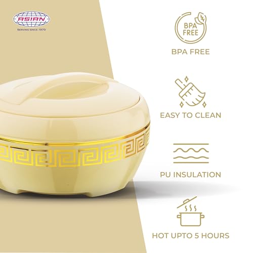 Asian Plastowares Orchid Gold Casserole 2500ml | Premium Insulated ISI-Certified Hotpot | Elegant Dinner Set | Stylish Kitchenware Gift Combo Box | Beige - Image 3