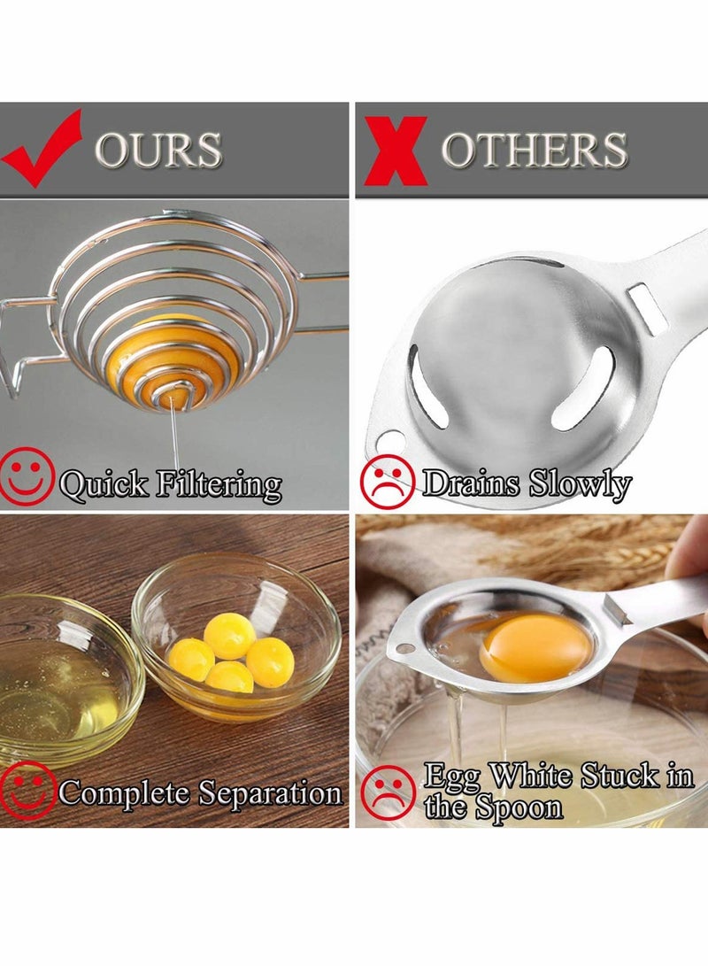 SYOSI Egg Separator,Stainless Steel Egg Yolk Separator Egg White Divider Egg Fliter Extractor Cooking Baking Tools,Dishwasher Safe & Silver - Image 4