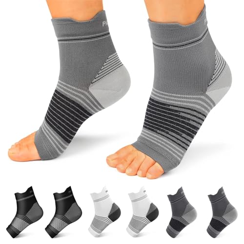 PAPLUS Plantar Fasciitis Sock (6 Pairs) for Men and Women, Compression Foot Sleeves with Arch and Ankle Support (Black, Gray, White, Medium) - Image 1