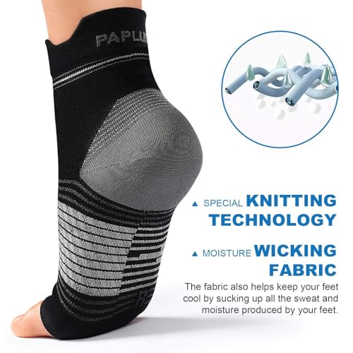 PAPLUS Plantar Fasciitis Sock (6 Pairs) for Men and Women, Compression Foot Sleeves with Arch and Ankle Support (Black, Gray, White, Medium) - Image 5
