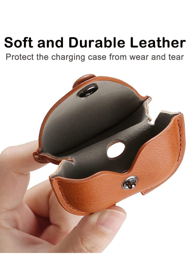 ELTRAZONE - Leather Case Cover Compatible with Apple Airpods Pro 2 2nd Generation, Leather Protective Case Cover Skin with Carabiner Clip (Light Brown) - Image 1