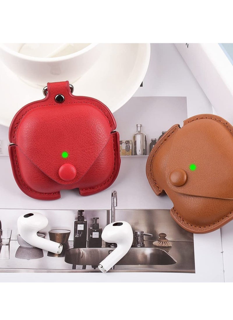 ELTRAZONE - Leather Case Cover Compatible with Apple Airpods Pro 2 2nd Generation, Leather Protective Case Cover Skin with Carabiner Clip (Light Brown) - Image 1