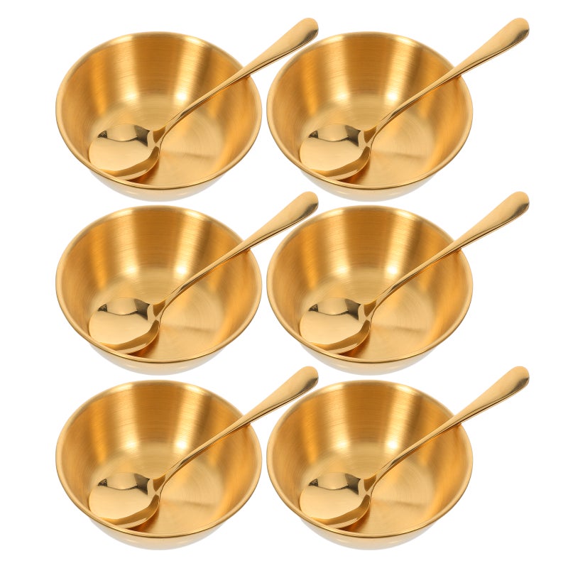 🍳 طقم أوعية توابل وملاعق من الفولاذ المقاوم للصدأ صغيرة مع بناء متين 6 مجموعات - Image 1