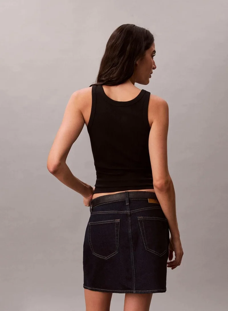 Calvin Klein Black Slim Ribbed Cotton Tank Top for Women | Best Price UAE