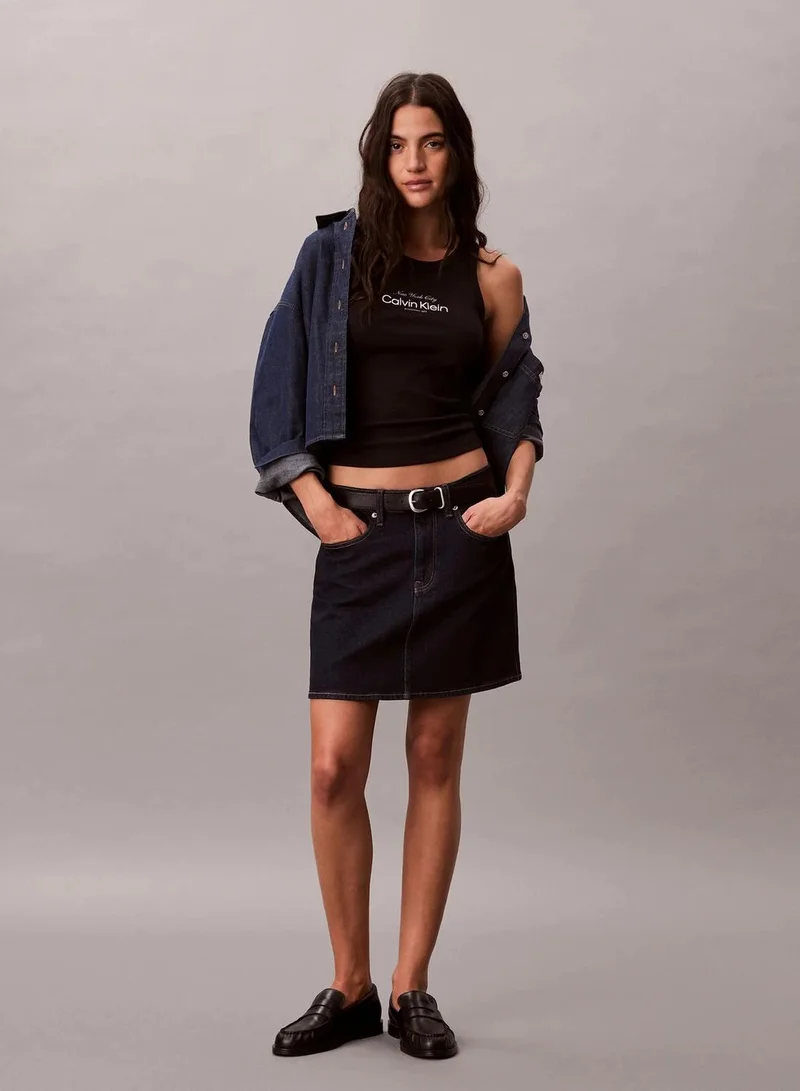 Calvin Klein Black Slim Ribbed Cotton Tank Top for Women | Best Price UAE