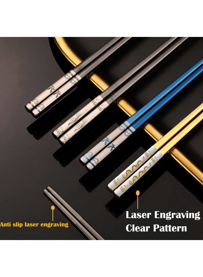 ITXIYC Portable Chopsticks with Pull Design Case,Reusable Metal Stainless Steel Chopstick with Titanium Plated for School,Home,Office,Outdoor,Dishwasher Safe,Year of the dragon 2024 gifts (Golden Dragon) - Image 2