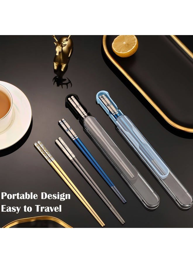 ITXIYC Portable Chopsticks with Pull Design Case,Reusable Metal Stainless Steel Chopstick with Titanium Plated for School,Home,Office,Outdoor,Dishwasher Safe,Year of the dragon 2024 gifts (Golden Dragon) - Image 3