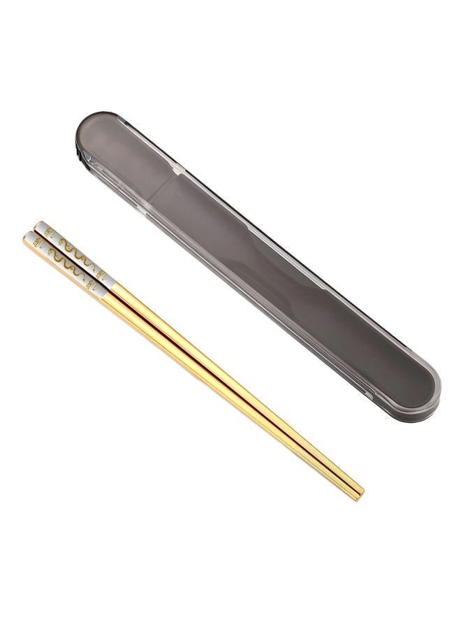 ITXIYC Portable Chopsticks with Pull Design Case,Reusable Metal Stainless Steel Chopstick with Titanium Plated for School,Home,Office,Outdoor,Dishwasher Safe,Year of the dragon 2024 gifts (Golden Dragon) - Image 1