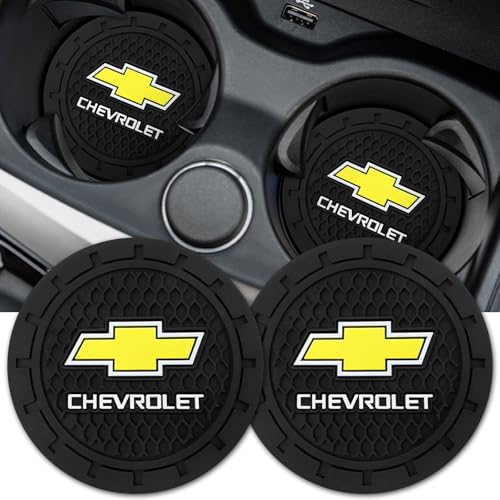 BFIVEANTE Car Cup Holder Coaster for Chevrolet,Silicone Cupholder Coaster,Car Interior Accessories,2.76 Inch 2 Pieces Black - Image 1