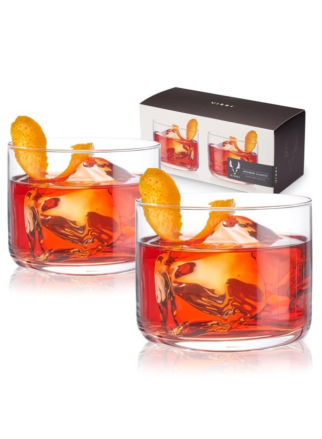 Viski Crystal ni Tumblers Set of 2 - Premium Crystal Glass, Stylish Lowball Cocktail Glasses, Cocktail Glass Gift Set - 8 oz - Image 1