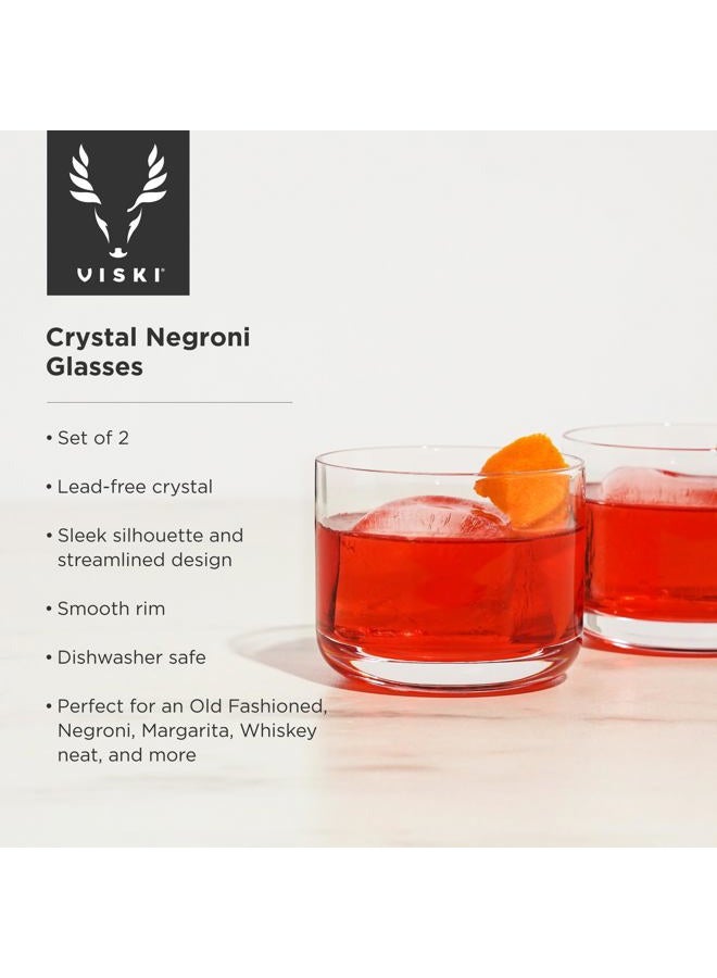 Viski Crystal ni Tumblers Set of 2 - Premium Crystal Glass, Stylish Lowball Cocktail Glasses, Cocktail Glass Gift Set - 8 oz - Image 2