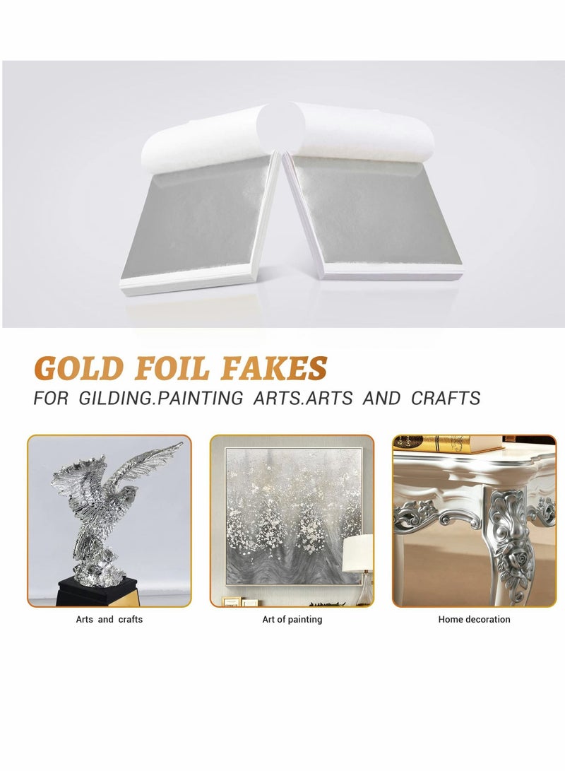 Excefore Silver Leaf Sheets, 200 Pcs Imitation Leaf for Gilding Crafting  - Image 4