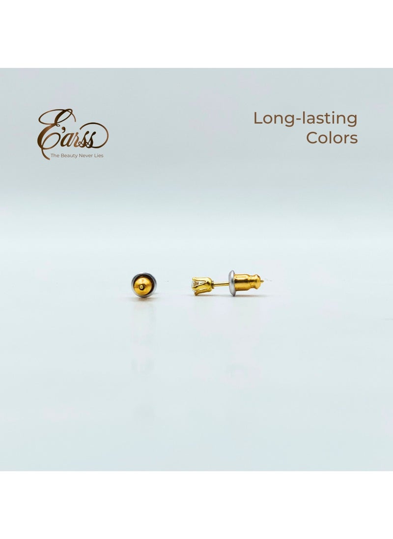 Earss 3 Mm Cubic Zirconia Round | Stainless Steel | 18K Gold Plated  - Image 4