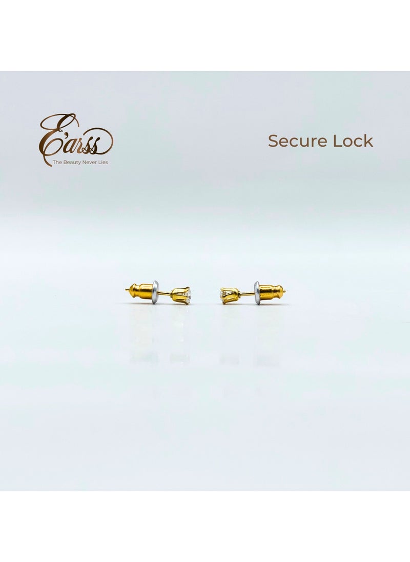 Earss 3 Mm Cubic Zirconia Round | Stainless Steel | 18K Gold Plated  - Image 5