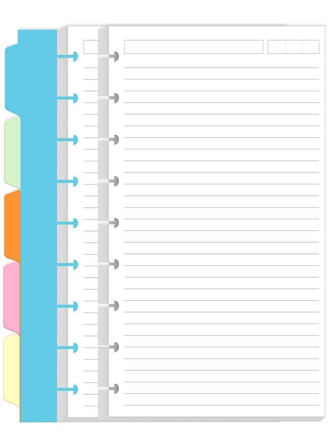 Yaridar 9 Disc Lined Paper Refills for Happy Planners - 100 Sheets/200 Pages Classic Size Lined Paper with 5 Sheets Dividers, 7" x 9.25" - Image 1